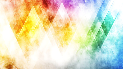 Poster - abstract artistic diamond shapes in spectrum of colorful gradient shades and textured white space