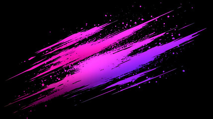 Poster - Abstract Brushstrokes with Vibrant Pink and Purple on Black Background Design Element Artwork