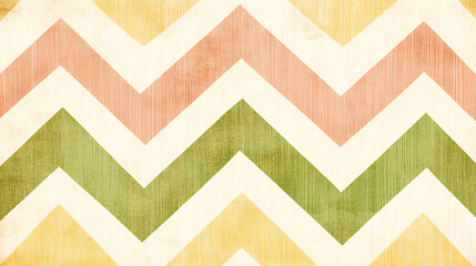 Canvas Print - Abstract Chevron Pattern Background in Yellow Green and Peach Colors Warm Zigzag Design