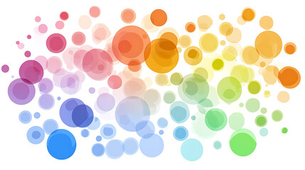 Poster - Abstract Color Spectrum of Bubbles on White Backdrop Creates a Playful Rainbow Effect