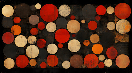Poster - abstract composition of circles with earth tones and textured effects for modern art design