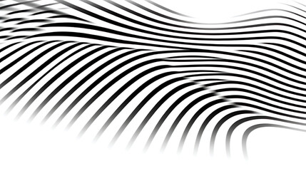 Wall Mural - Abstract Curvy Black Stripes on White Background Visual Art Graphic Design Contemporary