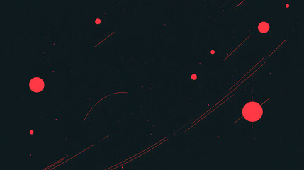 Poster - Abstract Dark Background with Geometric Shapes in Red Color Futuristic Digital Style Composition