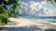 © Rapit - Tropical beach paradise, sunny sky, palm trees, ocean waves, travel poster