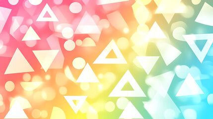 Poster - Abstract Design Featuring Triangles and Circles with a Vibrant Multicolored Gradient Background
