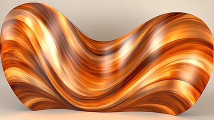 Poster - Abstract Fluid Shape Art with Wavy Caramel and Bronze Swirls a Unique Sculpture Design