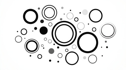 Poster - Abstract Geometric Composition of Circles Black White and Shades of Gray Design Backdrop Graphics