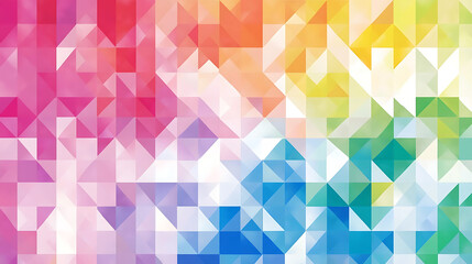 Poster - Abstract Geometric Rainbow Gradient Background Triangular Pixelated Design and Colorful Spectrum