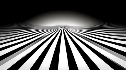 Poster - Abstract Perspective View with Black and White Parallel Lines Creating an Optical Illusion