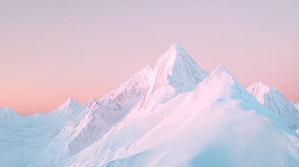 Wall Mural - Majestic Snow-Capped Mountains Under a Soft Pink Sky at Dawn