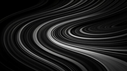 Poster - Abstract Swirling Lines in High Contrast Black and White Dynamic Visual Composition Concept Art