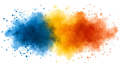Poster - Abstract Watercolor Splash with Vibrant Blue Yellow and Orange Hues Artistic Expression Design