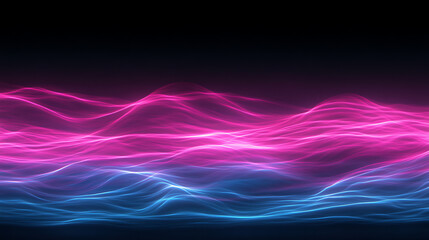 Poster - Abstract Waves of Pink and Blue Energy Flowing Against a Dark Background Design Illustration