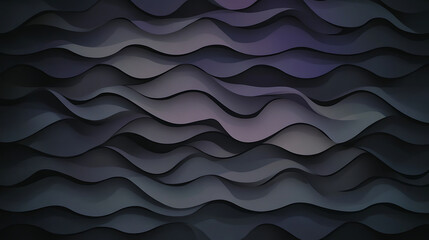 Poster - Abstract Waves Pattern with Dark Tones in Artistic Arrangement of Layered Forms and Smooth Curves