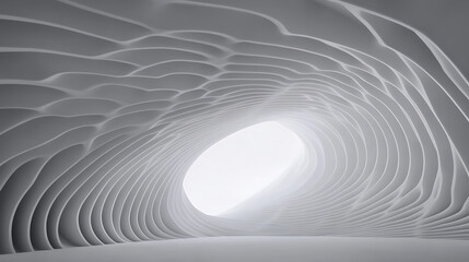 Poster - Abstract White Curved Lines Interior Architecture Tunnel Design Illuminated by Bright Light
