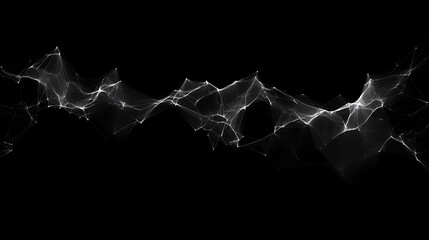 Poster - Abstract White Mesh Network on Dark Background Illustration Digital Connectivity Concept