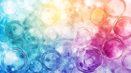 Poster - Artistic Colorful Bubble Spheres Watercolor Design Backround with Vibrant Texture and Abstract Effects