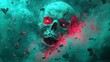 © Hammam - Glowing Skull in a Mystical, Fiery Chaos: A Dark Fantasy Artwork