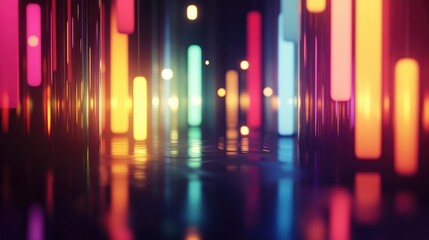 Poster - A mesmerizing display of soft, colorful lighting in a dark room, casting gentle reflections to create a calming, ethereal glow in the environment
