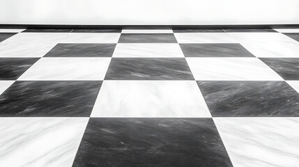 Poster - Black and White Marble Checkerboard Pattern Floor Interior Design Decorative Art Square Tiles
