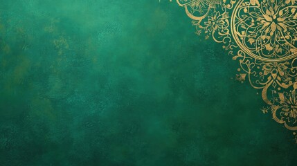 Poster - A minimalist green background featuring delicate Eid Mubarak and Ramadan motifs, ideal for creating serene, elegant designs during the holiday season