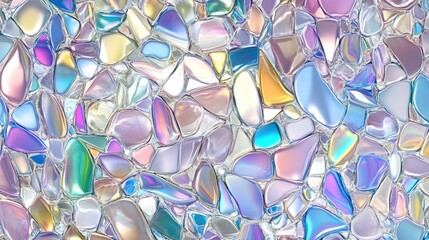 Aufkleber - A seamless pattern of iridescent liquid metal, shimmering with holographic colors, creating a futuristic and dynamic abstract texture