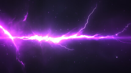 Wall Mural - captivating purple energy lightning strike display amidst a cosmic starry night backdrop scene