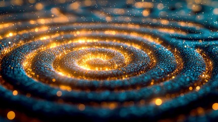 Wall Mural - golden glitter spiral: abstract blue and gold cosmic texture background