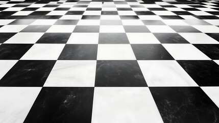 Poster - Checkerboard Flooring Pattern in Perspective Creates an Illusion of Depth and Space with Black and White
