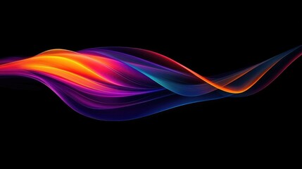 Poster - Abstract light waves in bright, vivid colors cutting through a dark black background, creating a dynamic and visually exciting visual experience