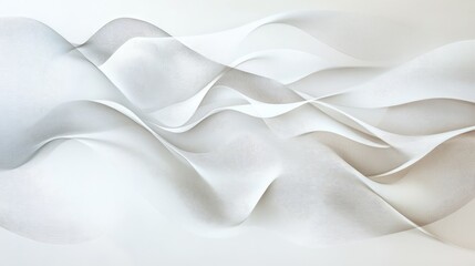 Poster - Abstract white backdrop with smoothly flowing, curving lines, creating a refined minimalist look that conveys elegance and tranquility
