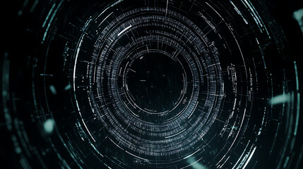 Poster - Circular Digital Tunnel of Data Information Visualization Futuristic Tech Theme Design