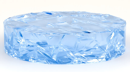 Poster - Circular Frozen Ice Block with Abstract Crystalline Texture Design Coldness and Winter Theme