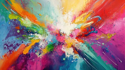 Wall Mural - Bright and energetic colors explode in an abstract, pop music-inspired scene, with rhythmic patterns and movement creating a dynamic visual impact