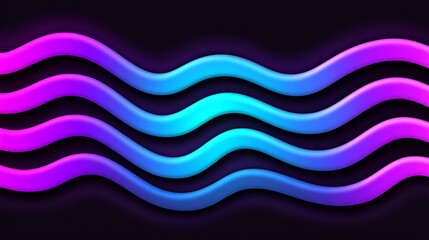 Poster - Colorful 3D Wavy Line Pattern on Dark Background Generative Abstract Graphic with Vibrant Colors
