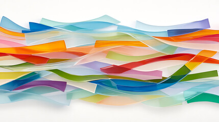 Poster - Colorful Abstract Wavy Ribbon Arrangement Decorative Layered Design Artistic Graphic Backdrop Display