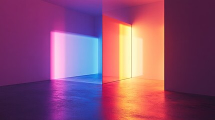 Poster - Gentle, colorful lighting illuminating a dark space, reflecting off smooth surfaces to create an otherworldly glow, perfect for creative and atmospheric visuals