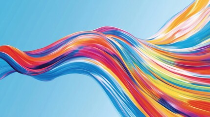 Poster - High-speed motion illustrated through vibrant color streaks racing across a serene blue background, evoking energy and dynamic movement in a modern design