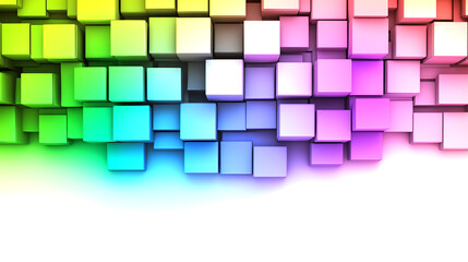 Poster - Colorful Cubes Abstract Gradient Presentation Background Design with Vivid Color Palette and Shadows