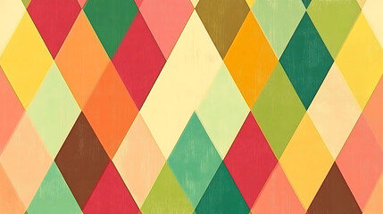 Poster - Colorful Diamond Pattern with Vintage Texture Design Wallpaper and Rhombus Geometric Shapes