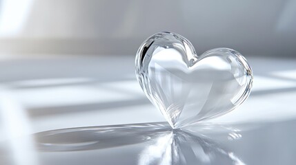Poster - Soft, glowing heart-shaped reflection on a sleek, glossy surface, symbolizing love and tenderness with a minimalist and modern appeal