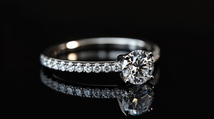 Poster - Stunning diamonds reflecting brilliant light, set against a sleek, dark black surface, emphasizing their brilliance and clarity in an elegant, high-end setting