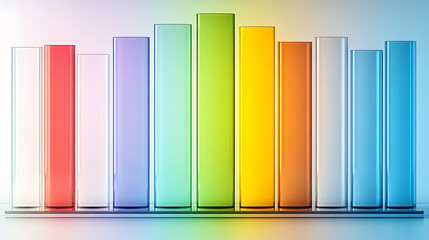 Poster - Colorful Glass Bar Graph Illustration Depicting Data Transparency and Financial Analysis