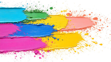 Poster - Colorful Paint Strokes Vibrancy Abstract Art on White Background Creative Design Expression Concept