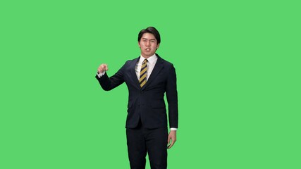Aufkleber - 文句を言う男性ビジネスパーソン　クロマキー合成用グリーンバック映像