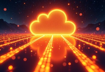 Poster - Files Evolving into Binary Streams Flowing into a Digital Cloud: A Conceptual Illustration of Data Transformation, Cloud Computing, Data Migration, Digitalization, and the Seamless Integration of Info