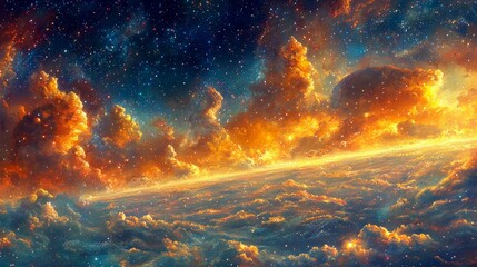 Wall Mural - cosmic cloudscape: a celestial tapestry of stars and nebulae