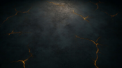 Poster - Dark Cracks Surface Texture with Golden Fissures Elegant Background Design Element and Graphic Resource