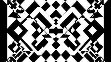 Poster - Dazzling Symmetry of Abstract Geometric Shapes in Op Art Black and White Design Compositions