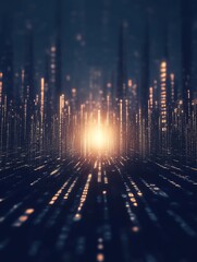 Poster - A digital image illustrating a hyper-modern economy influenced by AI technology.